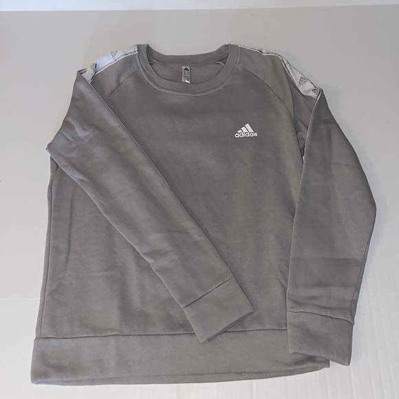 Adidas Women’s Large Crew Neck Gray And White Sweatshirt - Picture 1 of 3